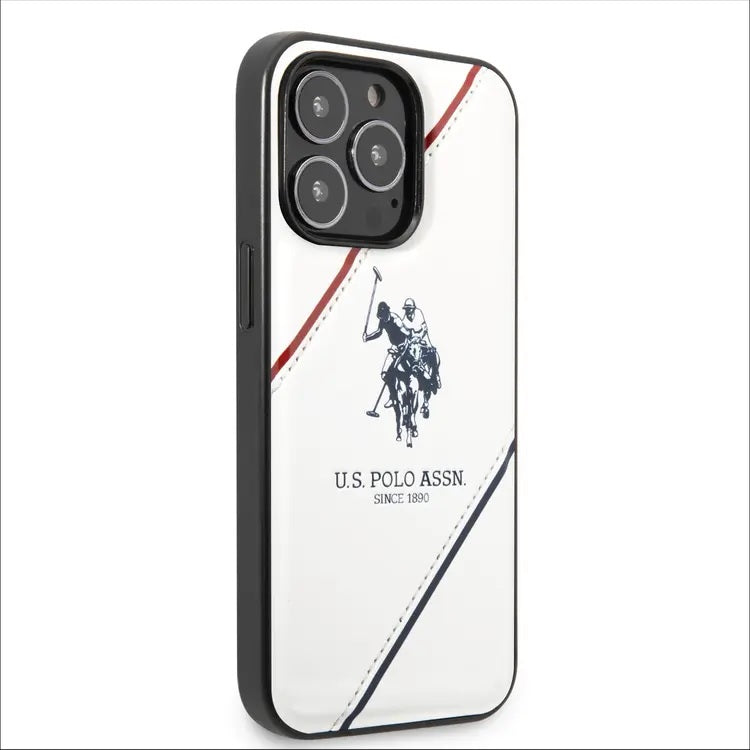 U.S. Polo Assn Double Horse Embossed Logo Protective PU Leather White Case